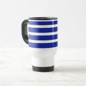Koninklijk Blauw En Witte Strepen Reisbeker (Voorkant links)