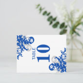 Koninklijk Blauw en Zilver Bloeien Tafelnummer (Staand voorkant)