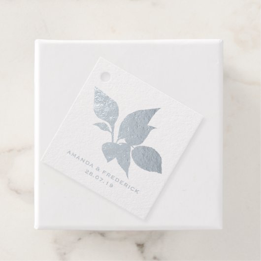 Koninklijk Blauw en Zilver Bloemmotief Bedankjes Labels (Met doos)