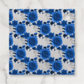 Koninklijk Blauw en Zilver Bloemmotief Bedankjes Labels (Achterkant)