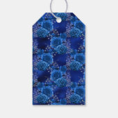 Koninklijk Blauw en Zilver Bloemmotief Cadeaulabel (Achterkant)