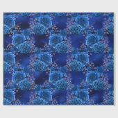 Koninklijk Blauw en Zilver Bloemmotief Cadeaupapier (Vlak)