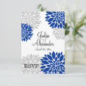 Koninklijk Blauw en Zilver-Grijs Bloemstuk RSVP (Staand voorkant)