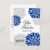 Koninklijk Blauw en Zilver-Grijs Bloemstuk RSVP (Voorkant / Achterkant)
