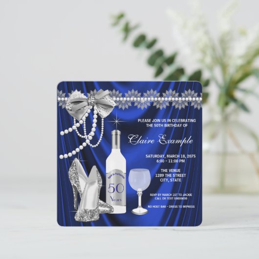 Koninklijk Blauw en Zilver Verouderd tot Volmaakte Kaart (Staand voorkant)