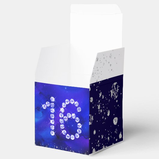 Koninklijk Blauw en Zilver zoet 16 Bedankdoosjes (Geopend)