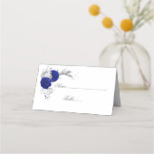 koninklijk blauw en zilverbloemen botanisch plaatskaartje (Voorkant)