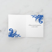 Koninklijk Blauw en Zilveren Bloeiende Dankjewel Bedankkaart (Binnen)