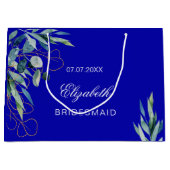 Koninklijk blauw eucalyptus groen bruidsmeisje bru groot cadeauzakje (Voorkant)