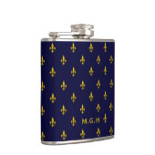 Koninklijk Blauw Fleur De Lis Patroon Monogram Heupfles (Rechts)