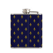 Koninklijk Blauw Fleur De Lis Patroon Monogram Heupfles (Achterkant)