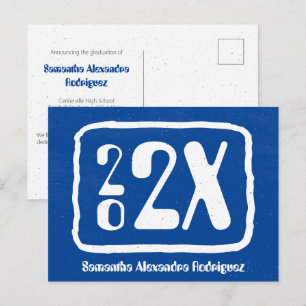 Koninklijk Blauw Funky Jaar Afstudeerkaart Briefkaart