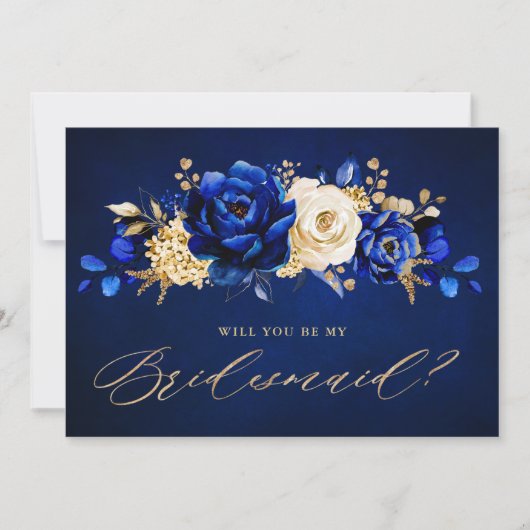 Koninklijk Blauw Geel Goud Ben jij mijn Bridesmaid Kaart (Voorkant)