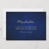Koninklijk Blauw Geel Goud Ben jij mijn Bridesmaid Kaart (Achterkant)
