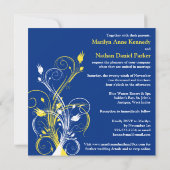 Koninklijk Blauw, Geel, Wit Bloemen Bruiloft Uitno Kaart (Achterkant)