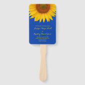 Koninklijk Blauw Geel Zonnebloem Huwelijksprogramm Handwaaier (Voorkant)