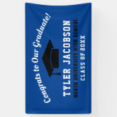 Koninklijk Blauw Gefeliciteerd met onze afgestudee Spandoek (Verticaal)