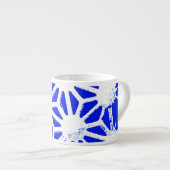 Koninklijk blauw geometrisch patroon espresso kop (Voorkant rechts)