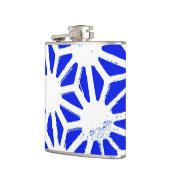 Koninklijk blauw geometrisch patroon heupfles (Links)