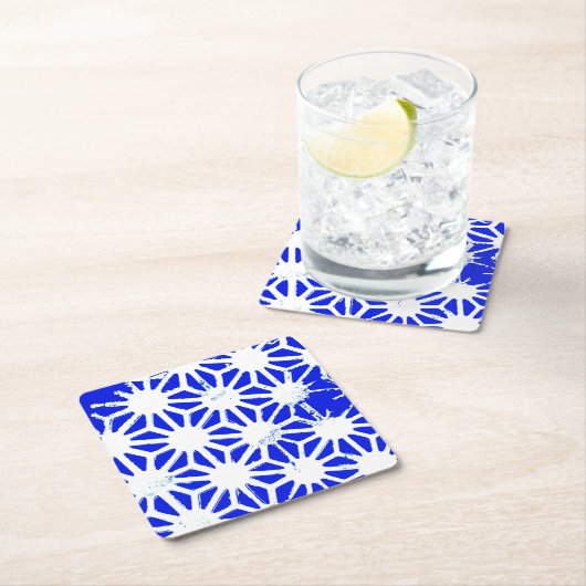 Koninklijk blauw geometrisch patroon kartonnen onderzetters (Insitu)