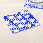Koninklijk blauw geometrisch patroon kartonnen onderzetters (Schuin)