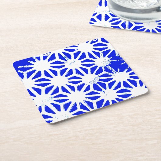 Koninklijk blauw geometrisch patroon kartonnen onderzetters (Schuin)