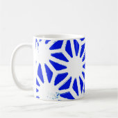 Koninklijk blauw geometrisch patroon koffiemok (Links)
