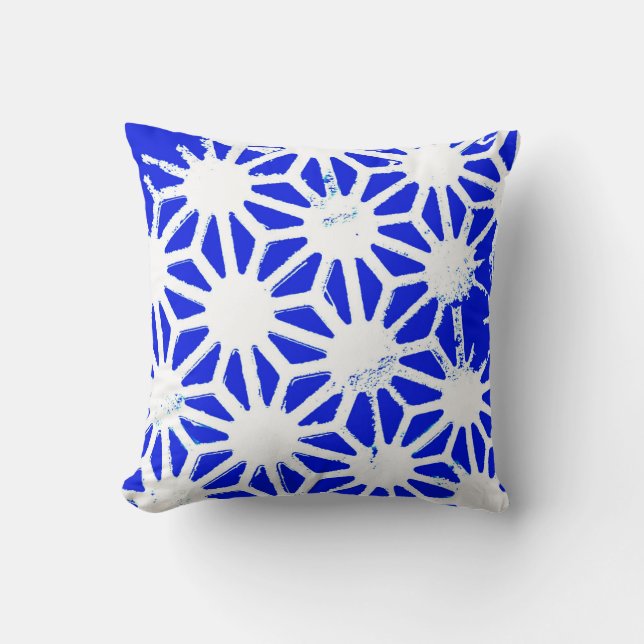 Koninklijk blauw geometrisch patroon kussen (Voorkant)
