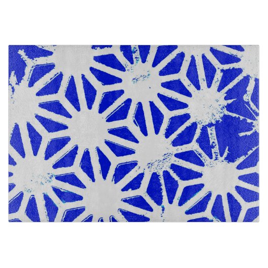 Koninklijk blauw geometrisch patroon snijplank (Voorkant)