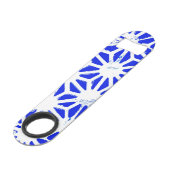Koninklijk blauw geometrisch patroon speed flessenopener (Voorkant Gekanteld)