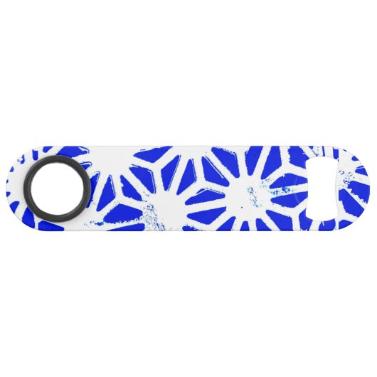Koninklijk blauw geometrisch patroon speed flessenopener (Voorkant (Horizontaal))