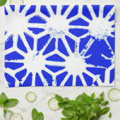 Koninklijk blauw geometrisch patroon theedoek (Gevouwen)