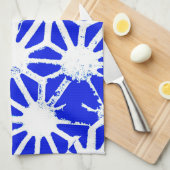 Koninklijk blauw geometrisch patroon theedoek (Quarter Fold)