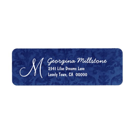 KONINKLIJK BLAUW Geweven Monogram M Adreslabel Etiket (Voorkant)