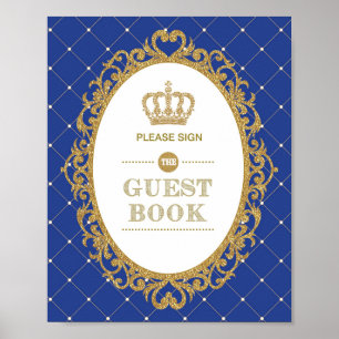 Koninklijk Blauw Gold Prince Birthday Guest Book S Poster