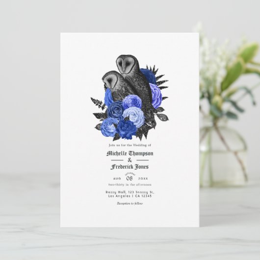  koninklijk blauw - Gothic Wedding Kaart (Staand voorkant)