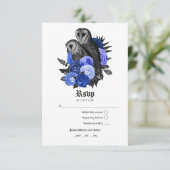 koninklijk blauw - Gothic Wedding RSVP Kaartje (Staand voorkant)