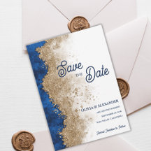 Koninklijk Blauw Goud Abstract Luxe Formele Trouwd
