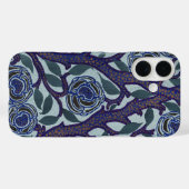 Koninklijk Blauw & Goud Art Deco Roos Bloemendecor Case-Mate iPhone Case (Achterkant (horizontaal))