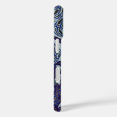 Koninklijk Blauw & Goud Art Deco Roos Bloemendecor Case-Mate iPhone Case (Achterkant / Rechts)