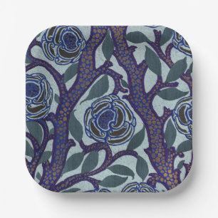 Koninklijk Blauw & Goud Art Deco Roos Bloemendecor Papieren Bordje