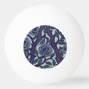 Koninklijk Blauw & Goud Art Deco Roos Bloemendecor Pingpongbal