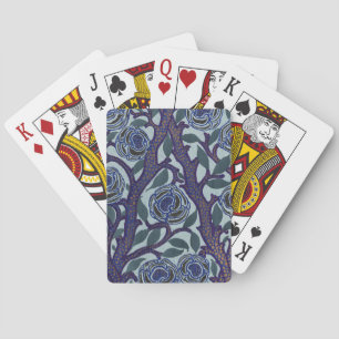 Koninklijk Blauw & Goud Art Deco Roos Bloemendecor Pokerkaarten