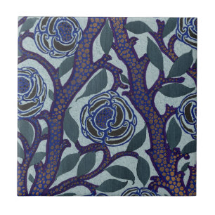 Koninklijk Blauw & Goud Art Deco Roos Bloemendecor Tegeltje