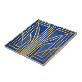 Koninklijk Blauw Goud Art Deco Tegeltje (Zijkant)