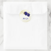 Koninklijk Blauw Goud Bloemen Bruiloft Ronde Sticker (Tas)