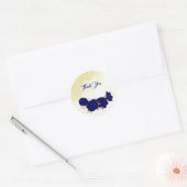 Koninklijk Blauw Goud Bloemen Bruiloft Ronde Sticker (Envelop)