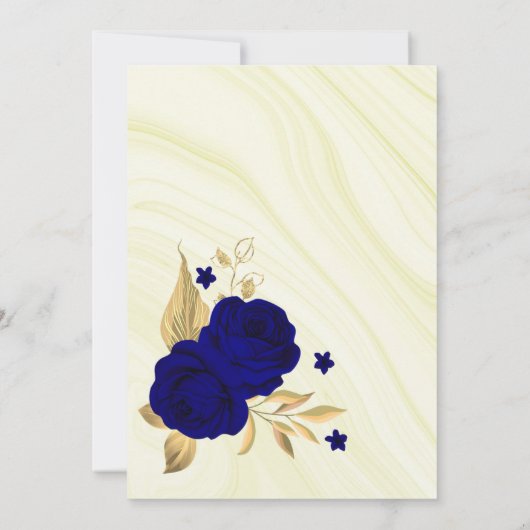 Koninklijk Blauw Goud Bloemen Geometrische Zitgraf Kaart (Achterkant)