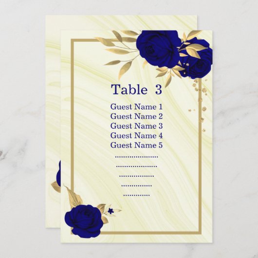 Koninklijk Blauw Goud Bloemen Geometrische Zitgraf Kaart (Voorkant / Achterkant)