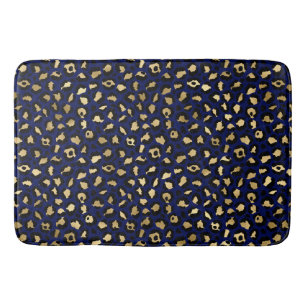 Koninklijk Blauw & Goud Glam Luipaard Vlekken Prin Badmat